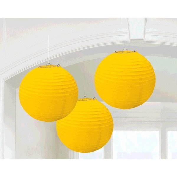 Buy Decorations Round Paper Lanterns yellow, 9.5 inches sold at Party Expert