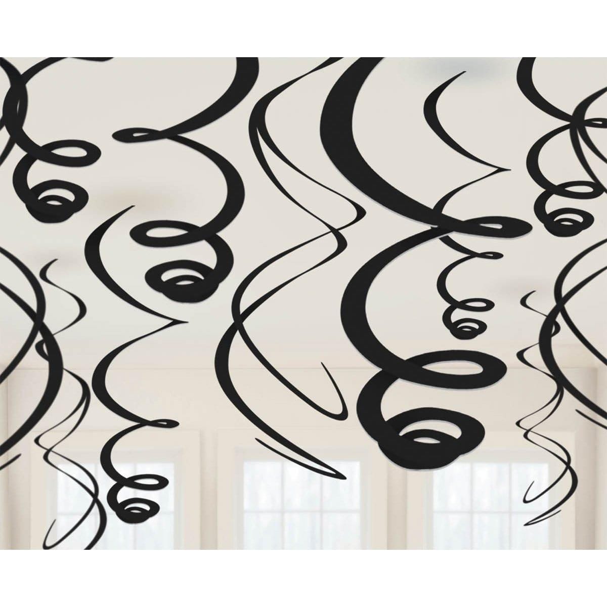 Buy Decorations Swirl Decorations - Jet Black 22 In. 12/pkg. sold at Party Expert