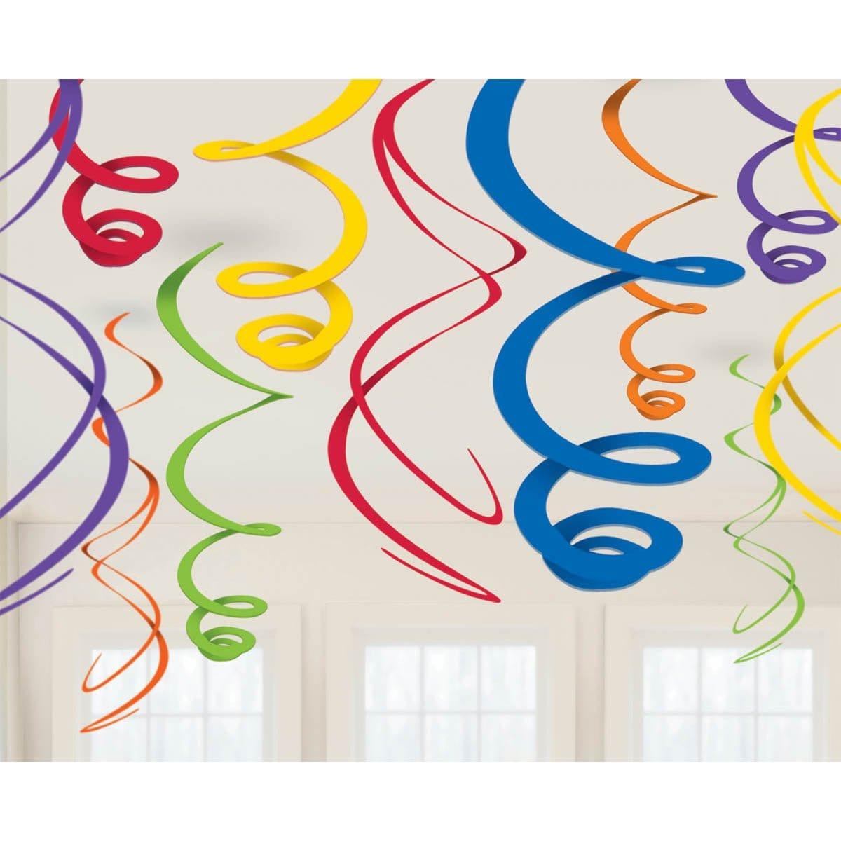 Buy Decorations Swirl Decorations - Rainbow 22 in. 12/pkg sold at Party Expert