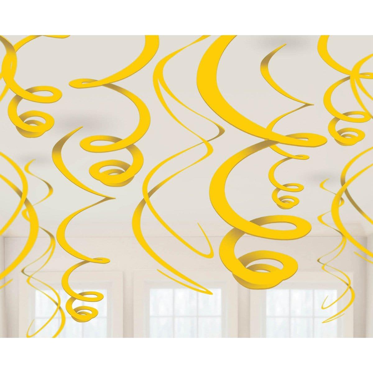 Buy Decorations Swirl Decorations - Yellow Sunshine 22 In. 12/pkg. sold at Party Expert