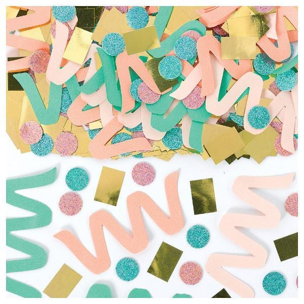 Buy Decorations Teal, gold & light pink confetti sold at Party Expert
