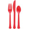 AMSCAN CA Disposable-Plasticware Apple Red Plastic Cutlery, 24 Count 192937261460