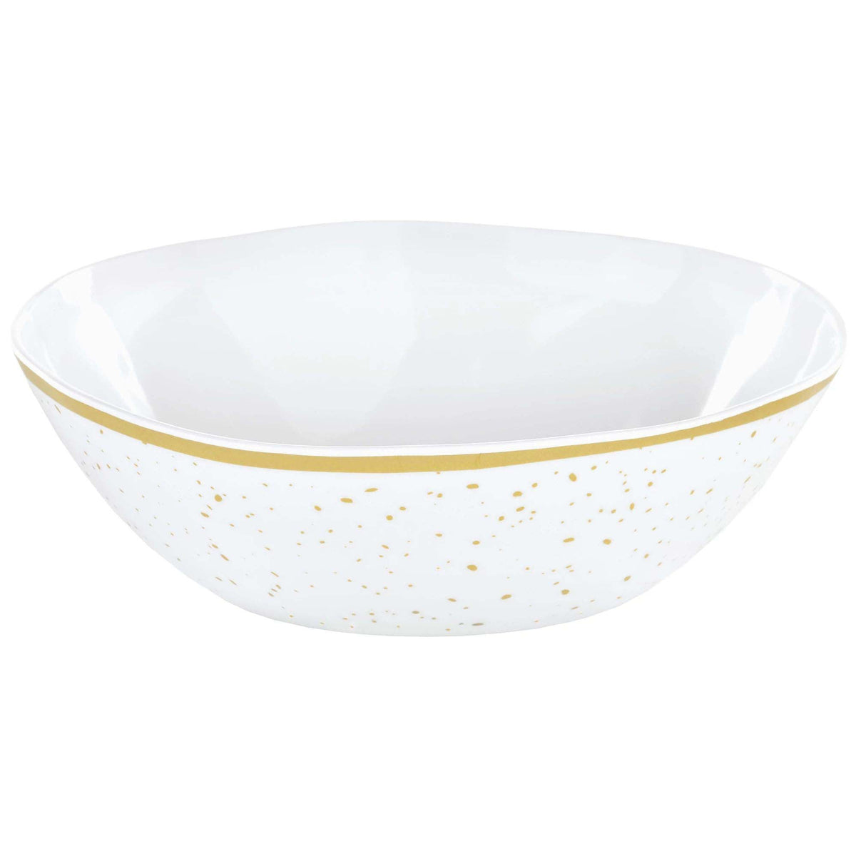 AMSCAN CA Large White and Gold Melamine Bowl, 12 Inches, 1 Count