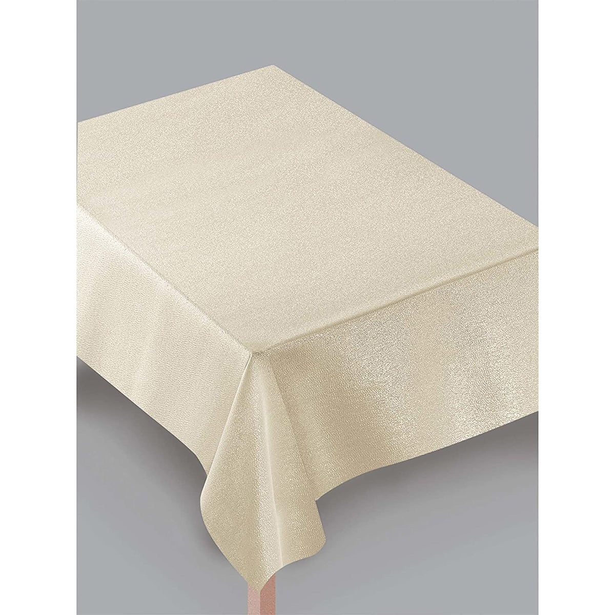 AMSCAN CA Disposable-Plasticware Metallic Beige Rectangular Tablecloth, 60 x 84 Inches, 1 Count