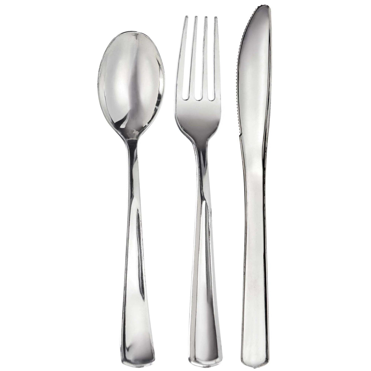 AMSCAN CA Disposable-Plasticware Silver Premium Quality Plastic Cutlery, 80 Count 192937313749
