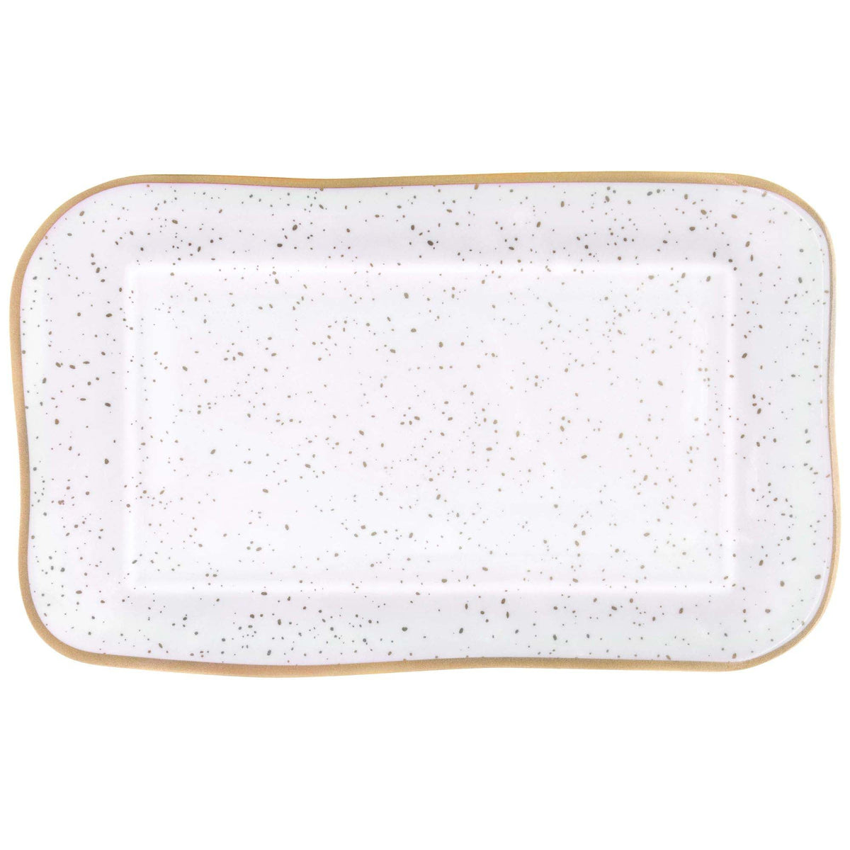 AMSCAN CA Disposable-Plasticware White and Gold Melamine Platter, 18 x 11 Inches, 1 Count 192937362969