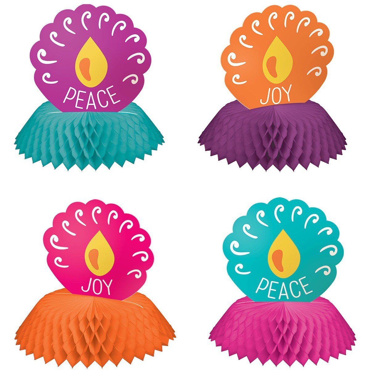 AMSCAN CA Diwali Diwali Honeycomb Centerpieces, 4 Count 192937195444