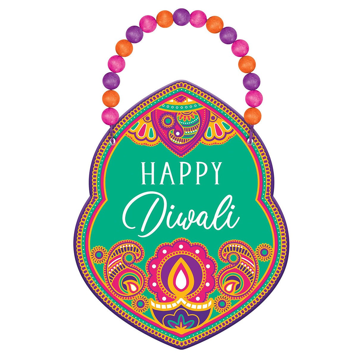 AMSCAN CA Diwali Happy Diwali Hanging Sign with Beads 192937350119