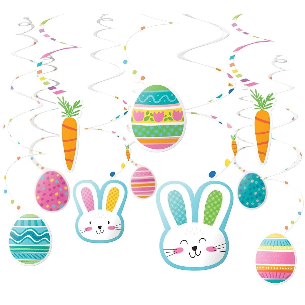 AMSCAN CA Easter Funny Bunny Easter Swirl Decorations, 30 Count