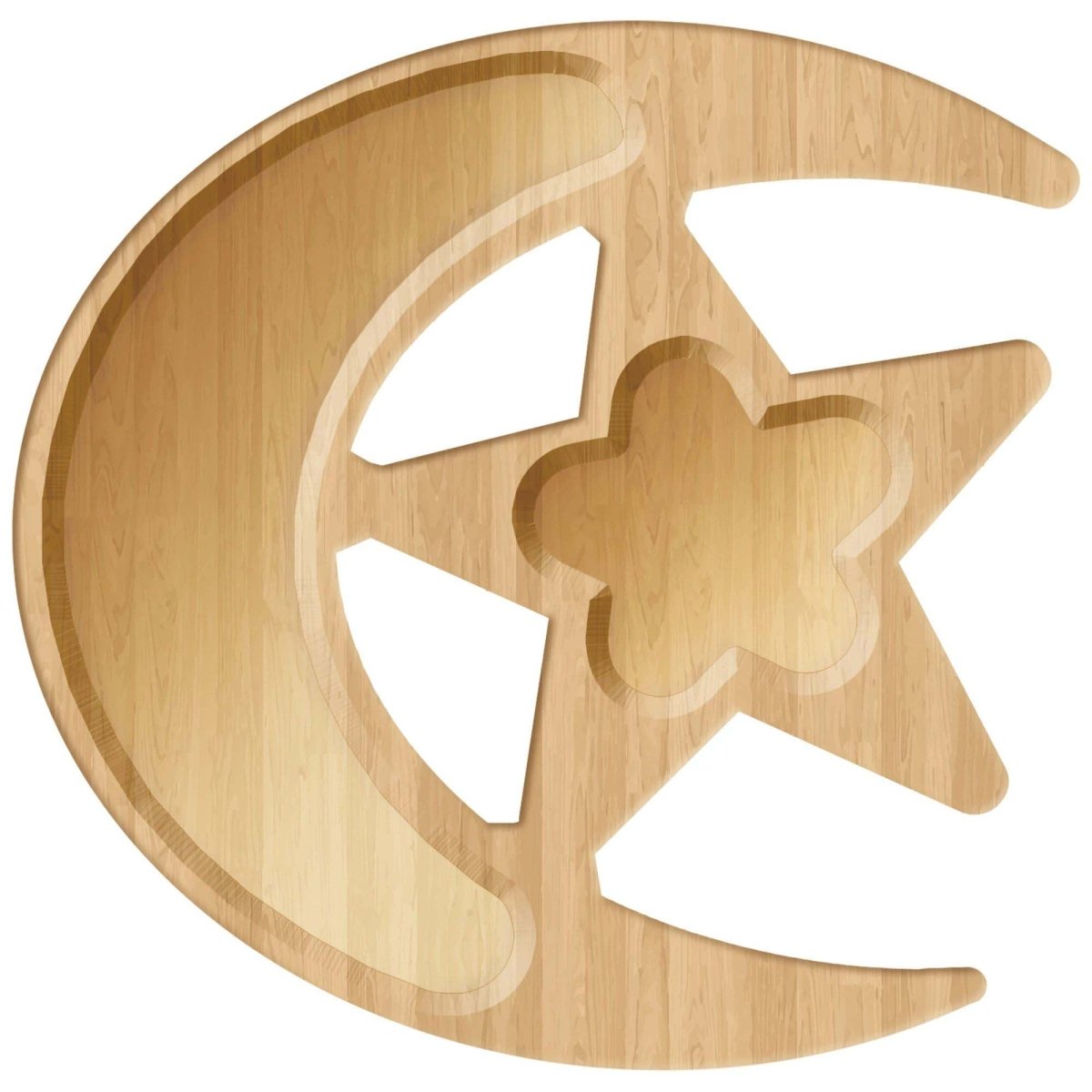 AMSCAN CA Eid Eid Celebration Star and Moon Bamboo Platter, 13 3/4 x 13 Inches, 1 Count