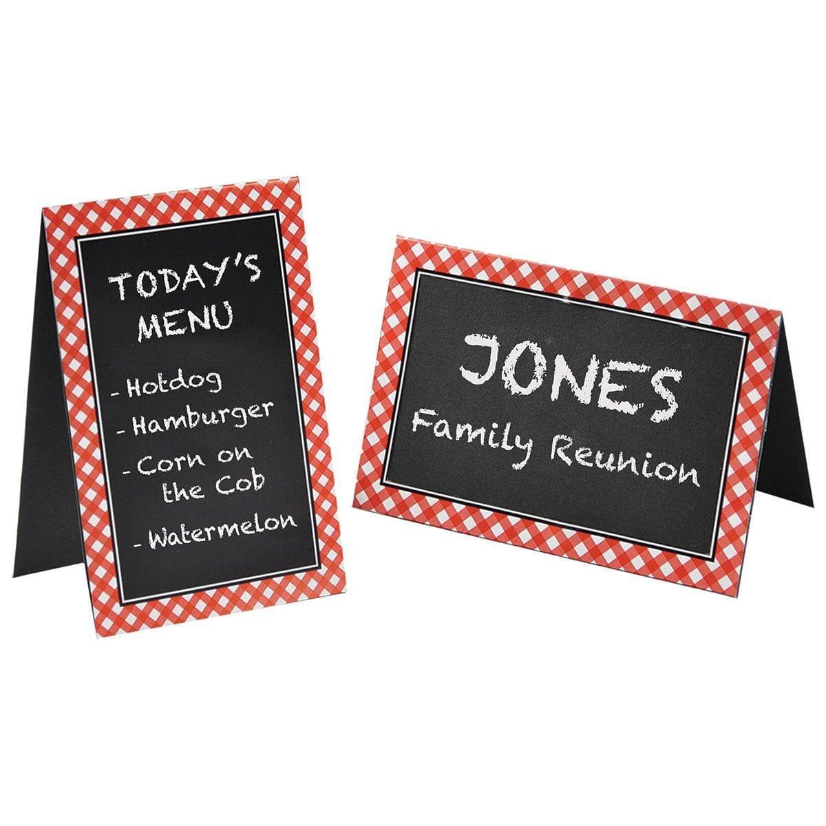 Buy Everyday Entertaining Picnic Party Chalkboard Tent Cards, 8 per Package sold at Party Expert