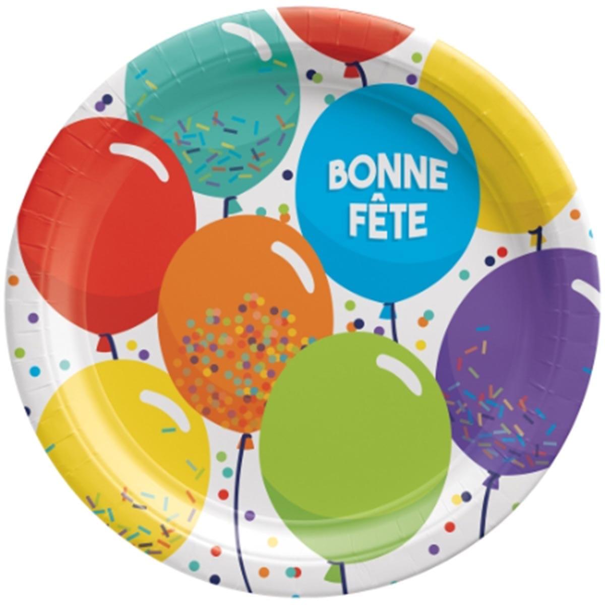 Buy General Birthday Bonne Fête Balloons - Plates 9 inches, 8 Count sold at Party Expert
