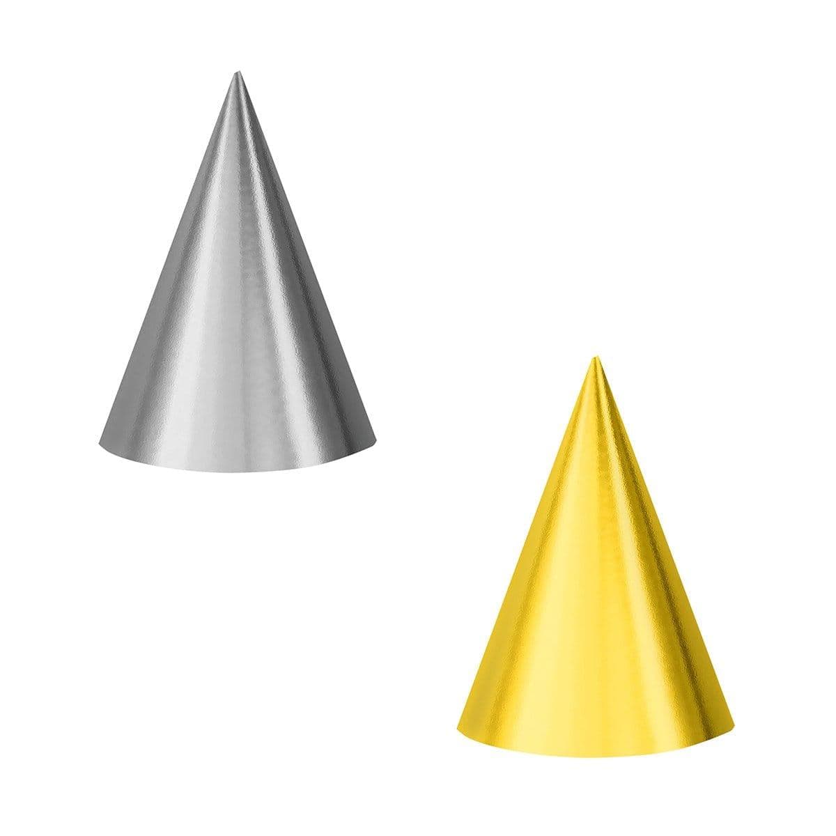 Buy General Birthday Cone Hat 12/pkg - Gold/Silver sold at Party Expert