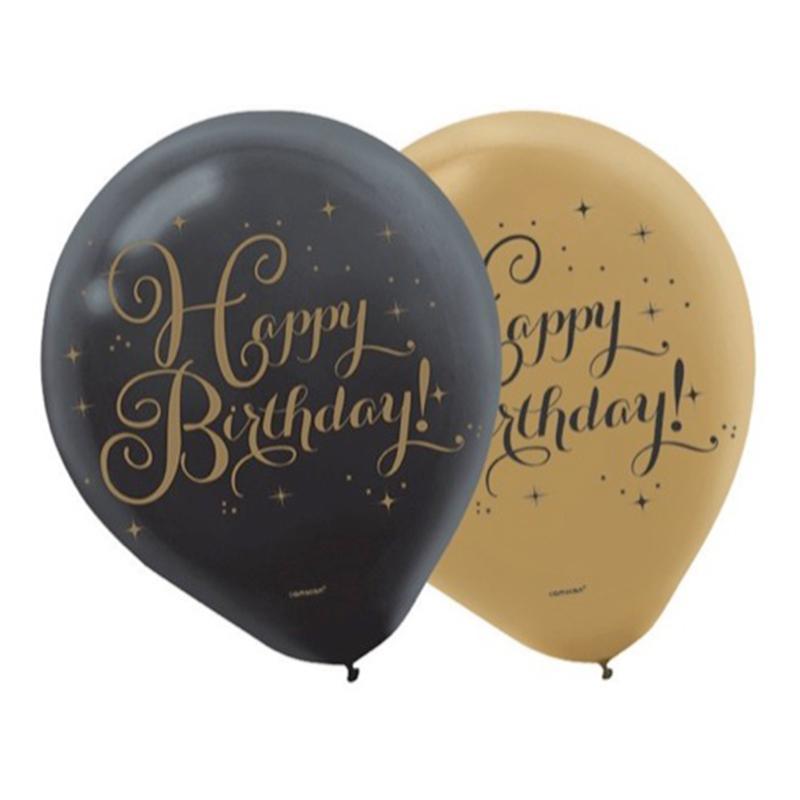 Buy General Birthday Gold Birthday - Latex Balloon 15/pkg sold at Party Expert