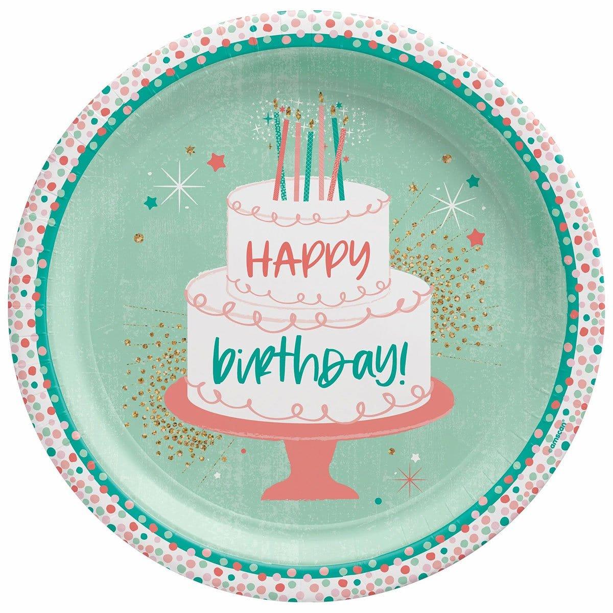Buy General Birthday Happy Cake Day Plates, 10.5 inches, 8 Count sold at Party Expert