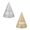 Buy General Birthday Mini Cone Hat 12/pkg - Silver/Gold sold at Party Expert