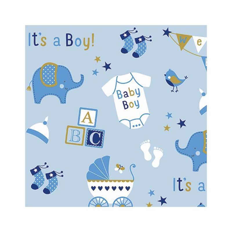 Buy Gift Wrap & Bags Jumbo Gift Wrap Roll - Baby Boy Elephant sold at Party Expert