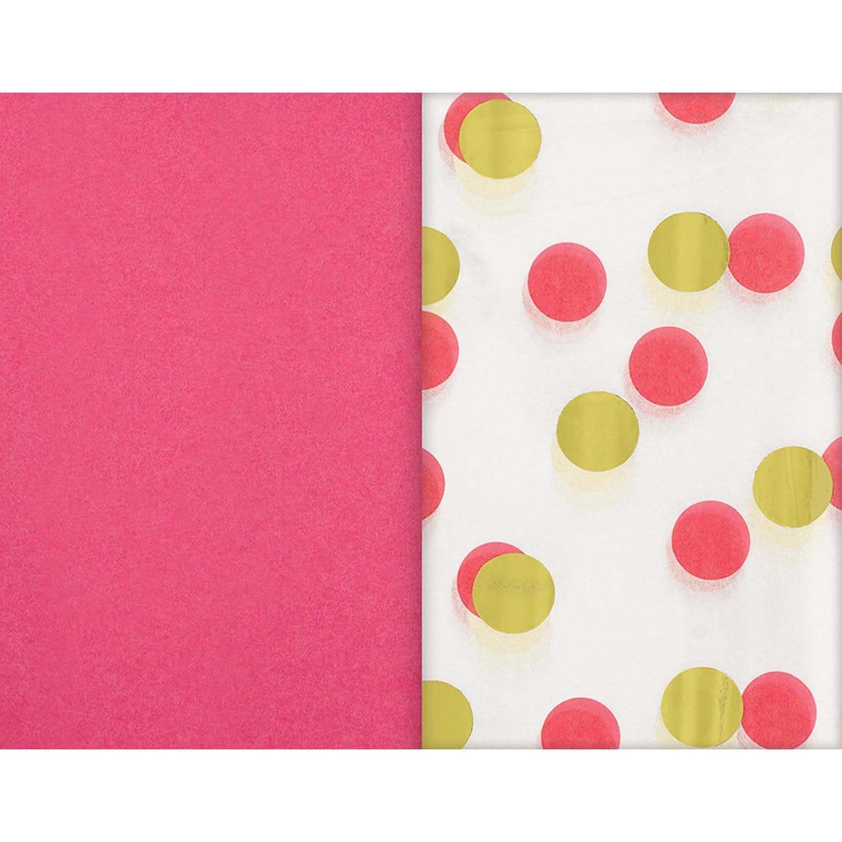 Buy Gift Wrap & Bags Tissus Paper 8/pkg - Pink & Gold Dots sold at Party Expert