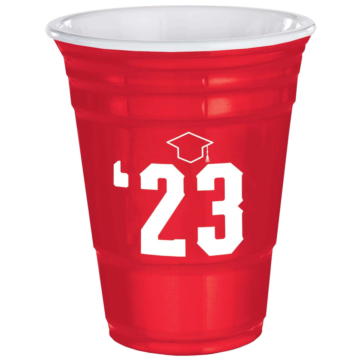 AMSCAN CA Graduation 2023 Graduation Red Plastic Cups, 32 Oz, 1 Count