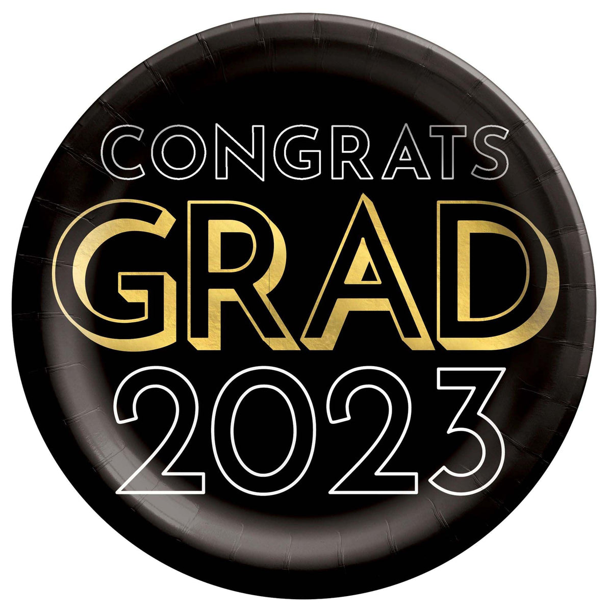 AMSCAN CA Graduation Congrats Grad 2023 Black Plates, 6 Inches, 20 Count