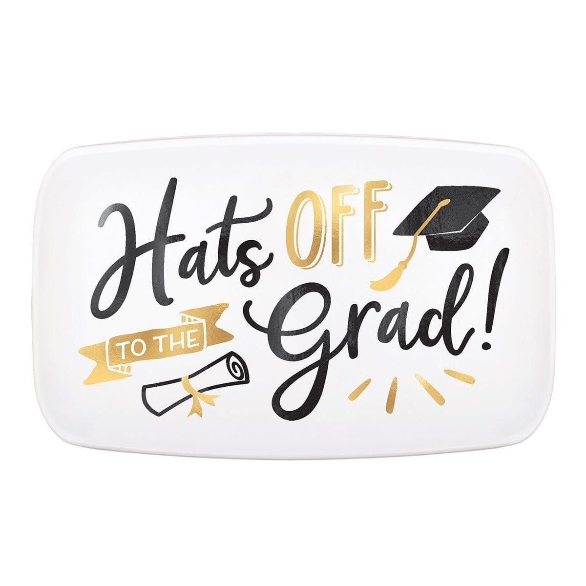 Buy Graduation Grad Hats Off - Rectangular Platter sold at Party Expert