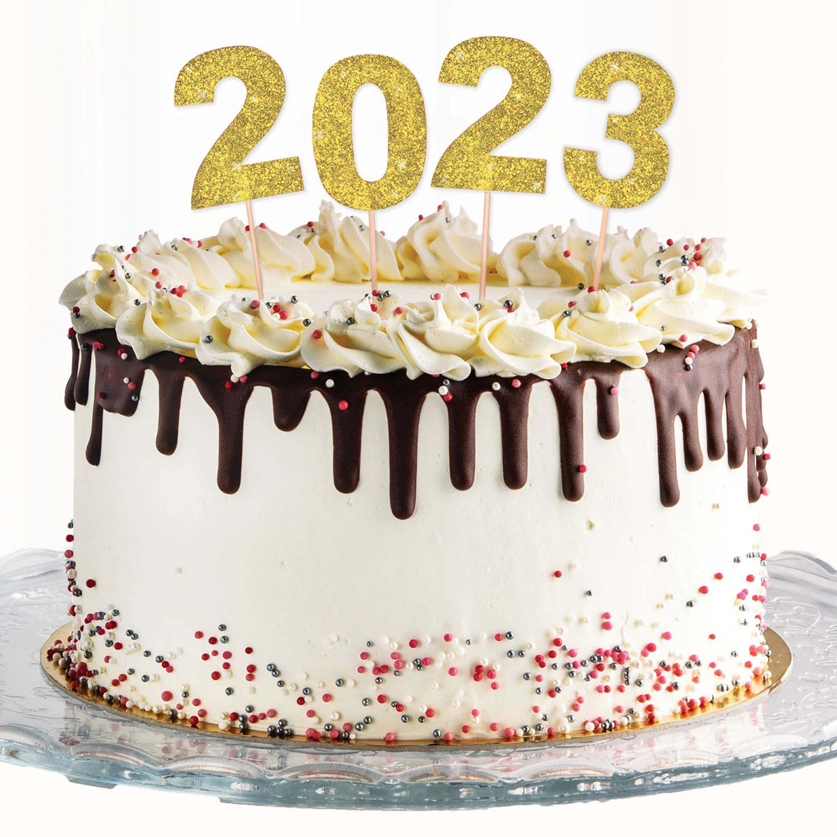 AMSCAN CA Graduation Graduation 2023 Gold Cake Toppers, 7 1/2 Inches, 4 Count