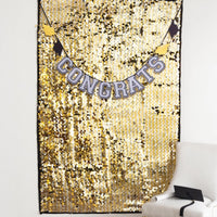 AMSCAN CA Graduation Graduation Backdrop "Congrats", Gold Shimmer