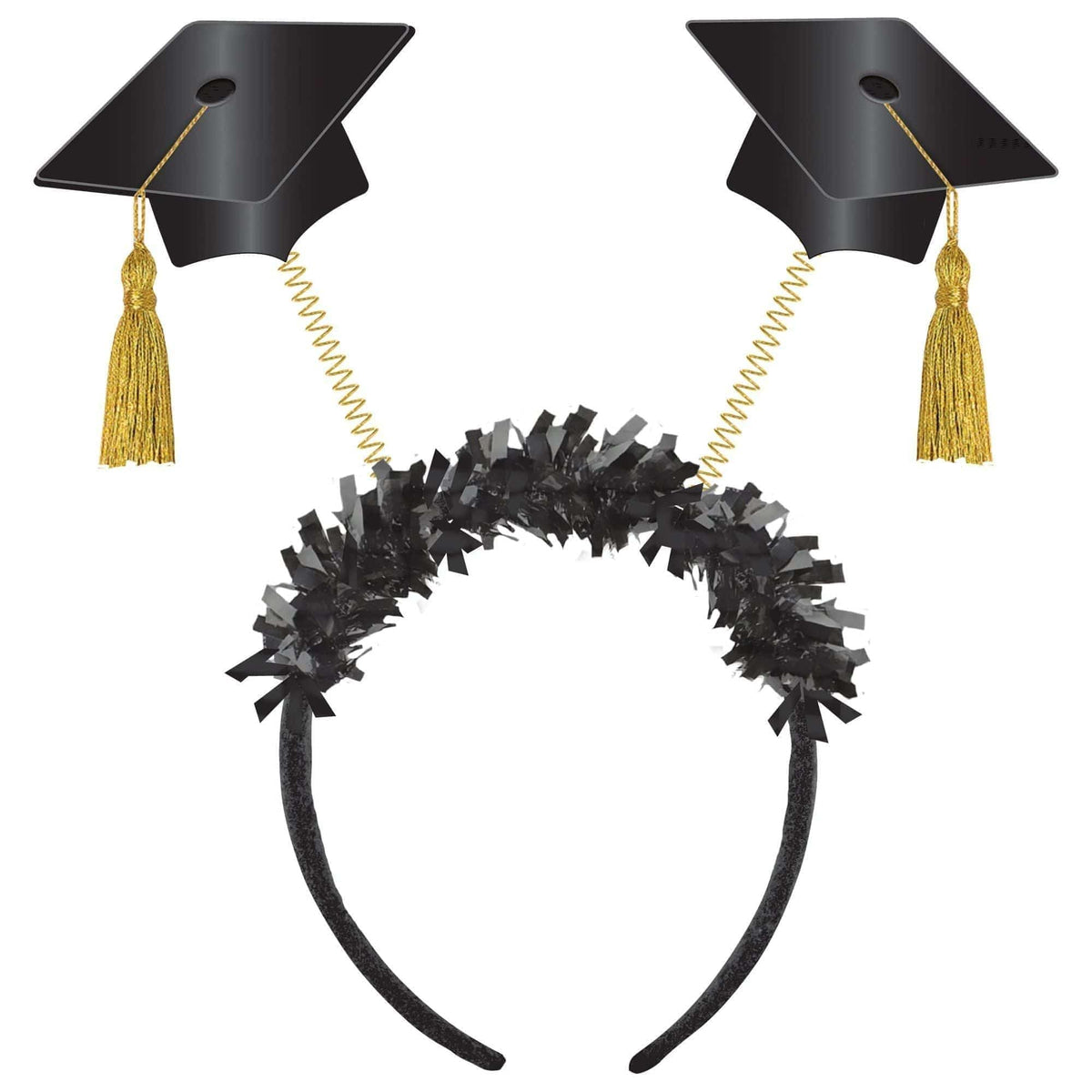 AMSCAN CA Graduation Graduation Caps Headband, Black and Gold