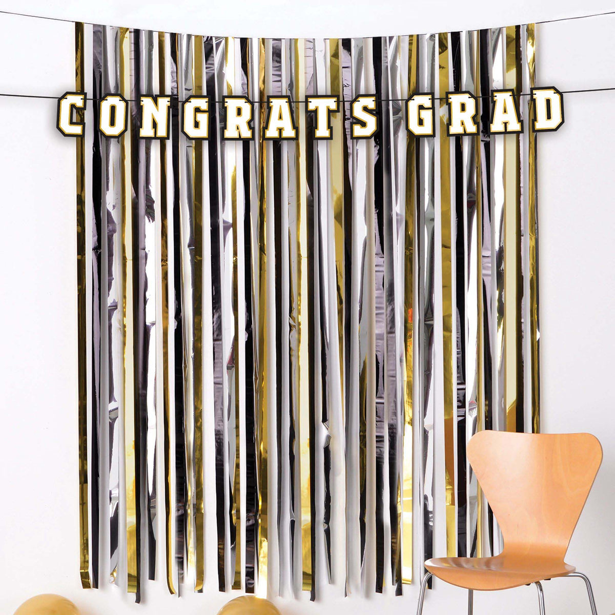 AMSCAN CA Graduation Graduation Fringe Backdrop Set, 72 x 48 Inches, 2 Count