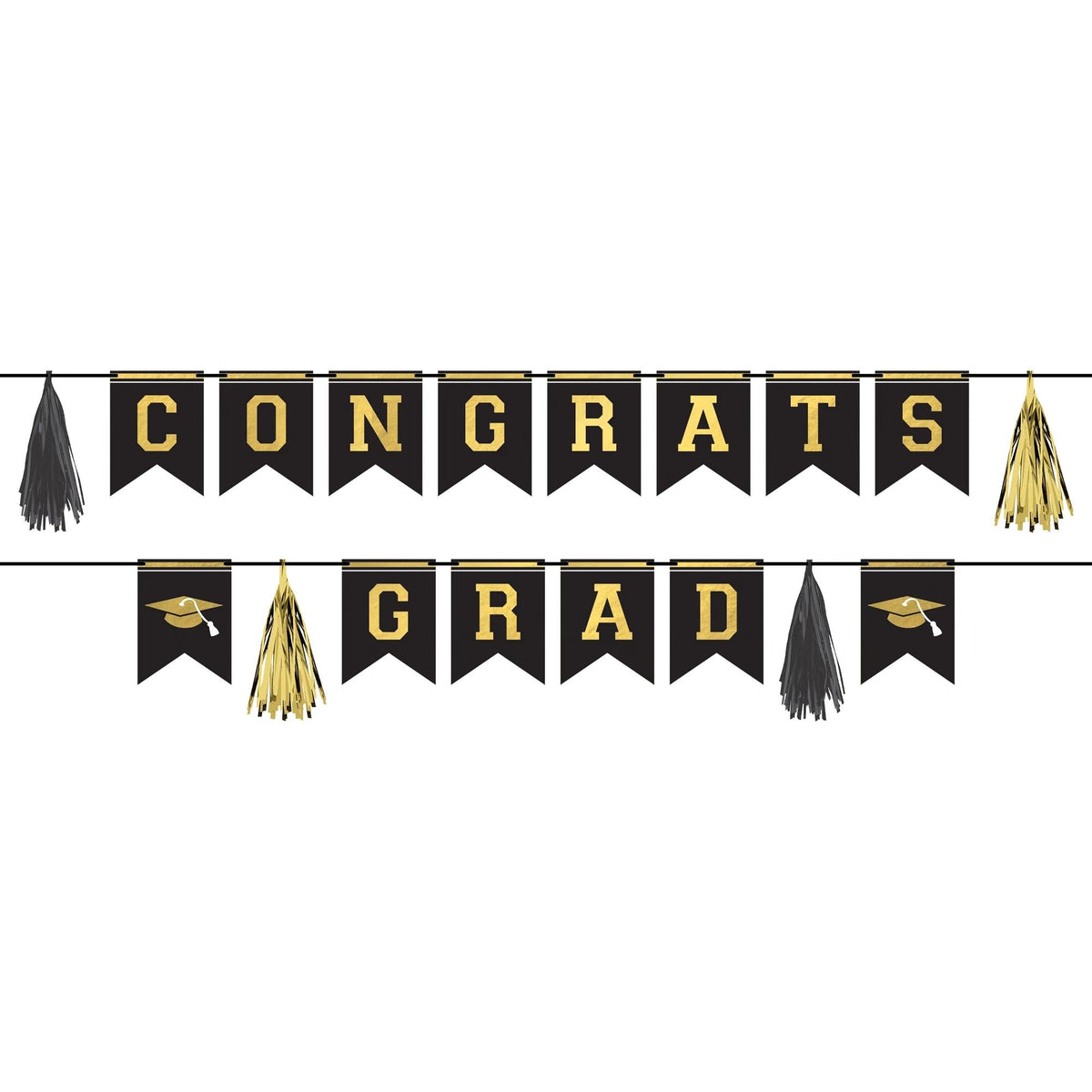 AMSCAN CA Graduation Graduation Pennant Banner with Foil, 120 x 9 Inches, 1 Count