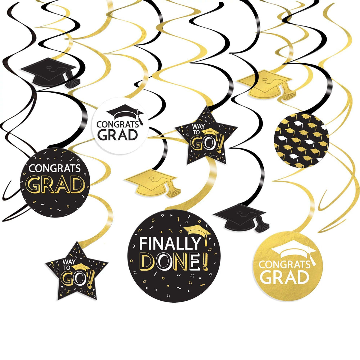 AMSCAN CA Graduation Graduation Spiral Decoration Kit with Cutouts, 30 Count