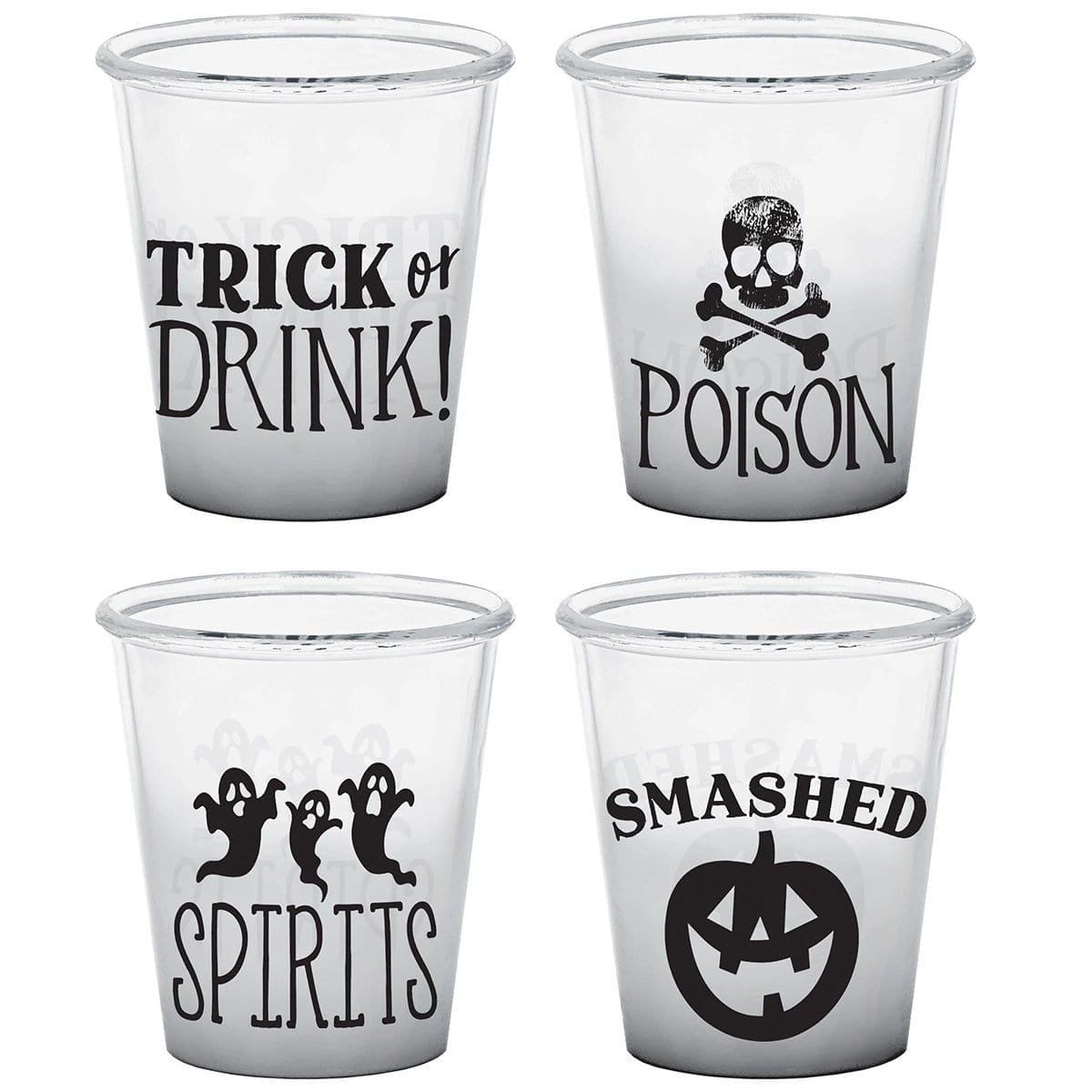 Buy Halloween Classic Black&White Plastic Shot Glasses, 4 count sold at Party Expert