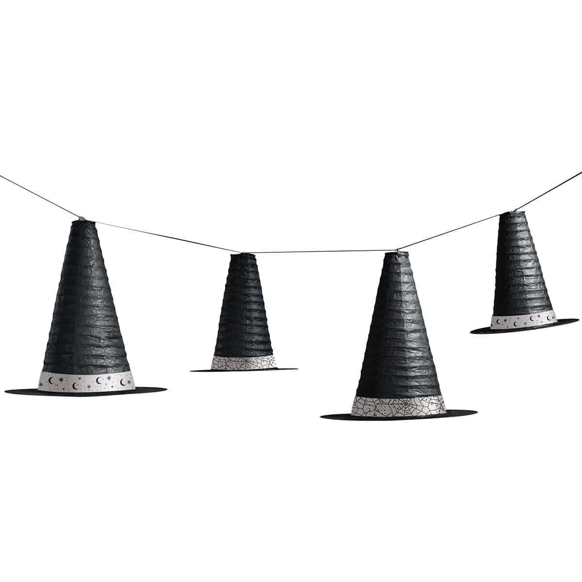 Buy Halloween Classic Black&White Witches Hats Hanging Lanterns sold at Party Expert
