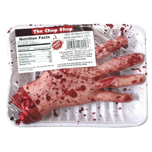Buy Halloween Meat market plastic hand sold at Party Expert