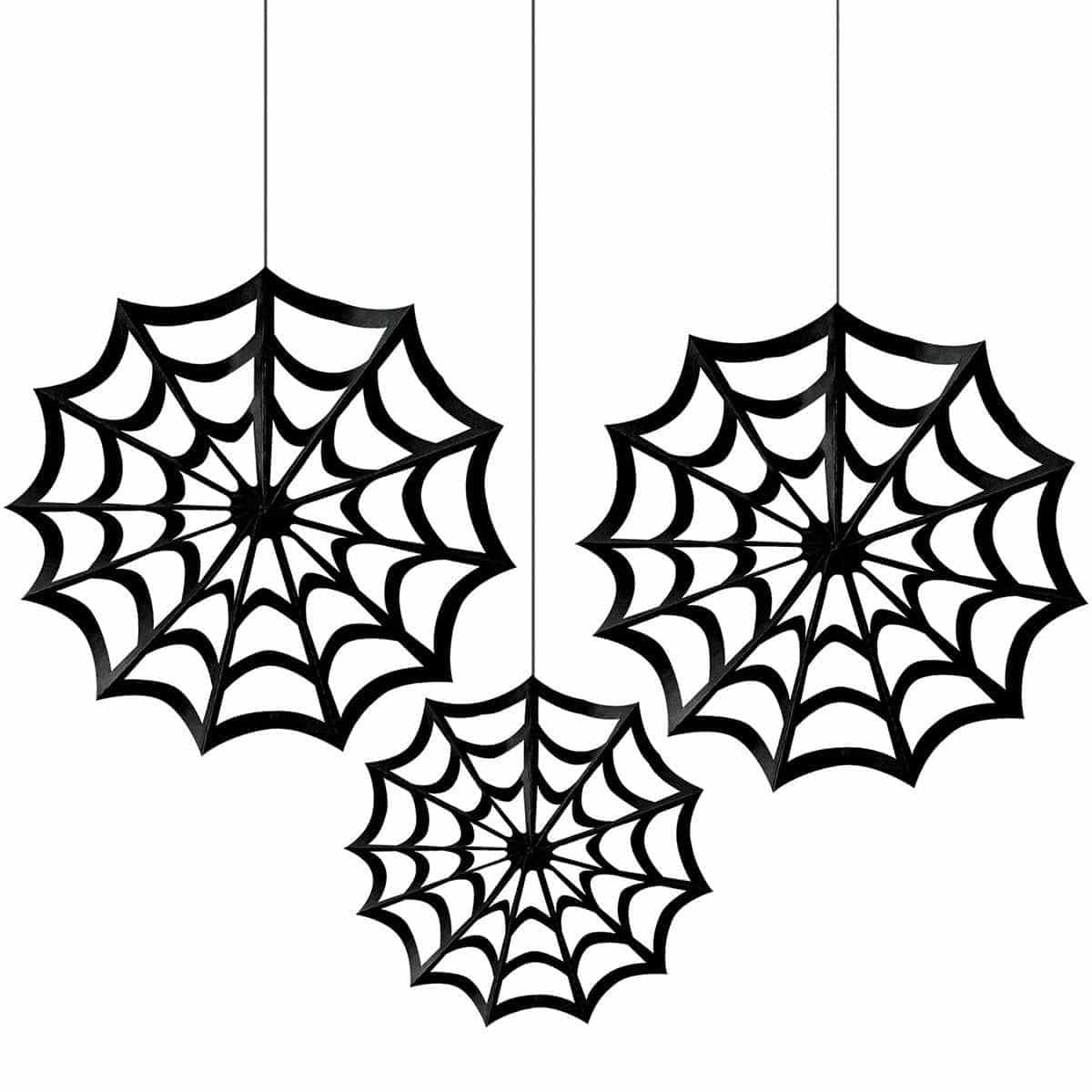 Buy Halloween Spiderweb Fan Decor, 3 count sold at Party Expert