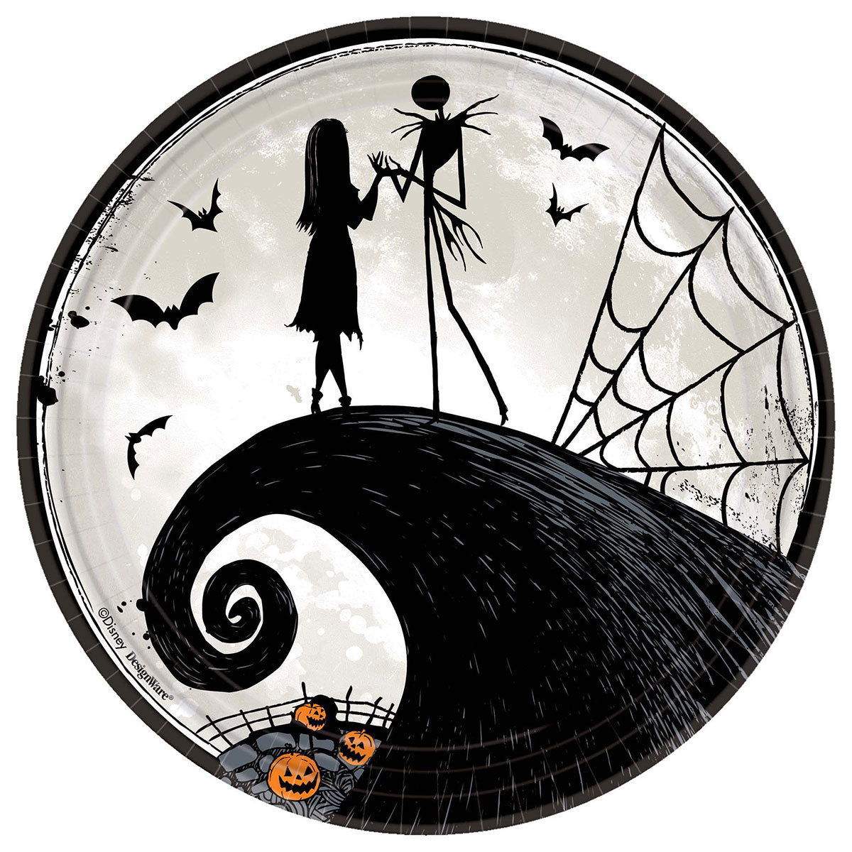 AMSCAN CA Halloween The Nightmare Before Christmas Large Round Lunch Paper Plates, 9 Inches, 8 Count 013051837853