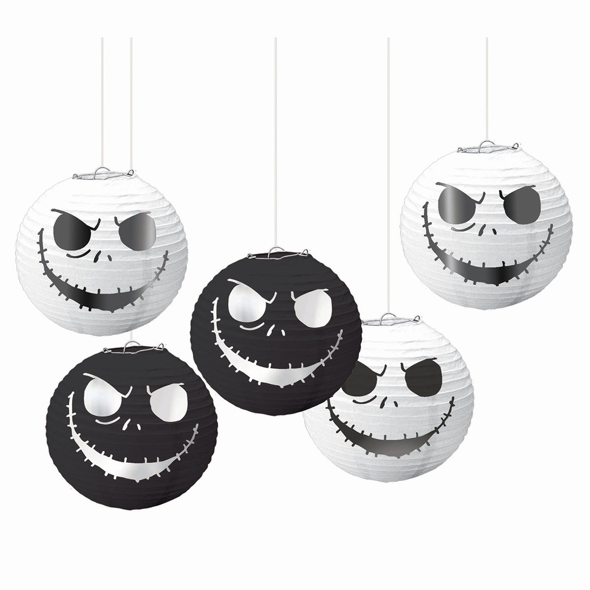AMSCAN CA Halloween The Nightmare Before Christmas Mini Paper Lanterns, 5 Inches, 5 Count 013051837907