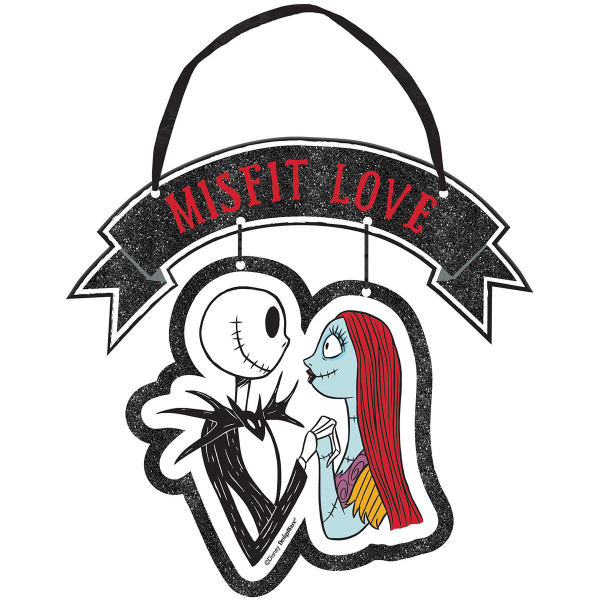AMSCAN CA Halloween The Nightmare Before Christmast "Misfit Love" Mini Hanging Cardboard Decoration Message, 6 x 6 1/8 Inches 013051838027