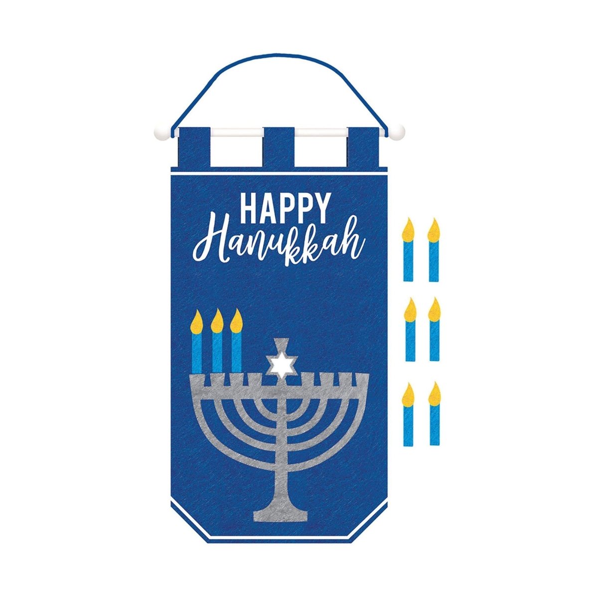 AMSCAN CA Hanukkah Festival of Light Blue Decorative "Happy Hanukkah" Hanging Banner