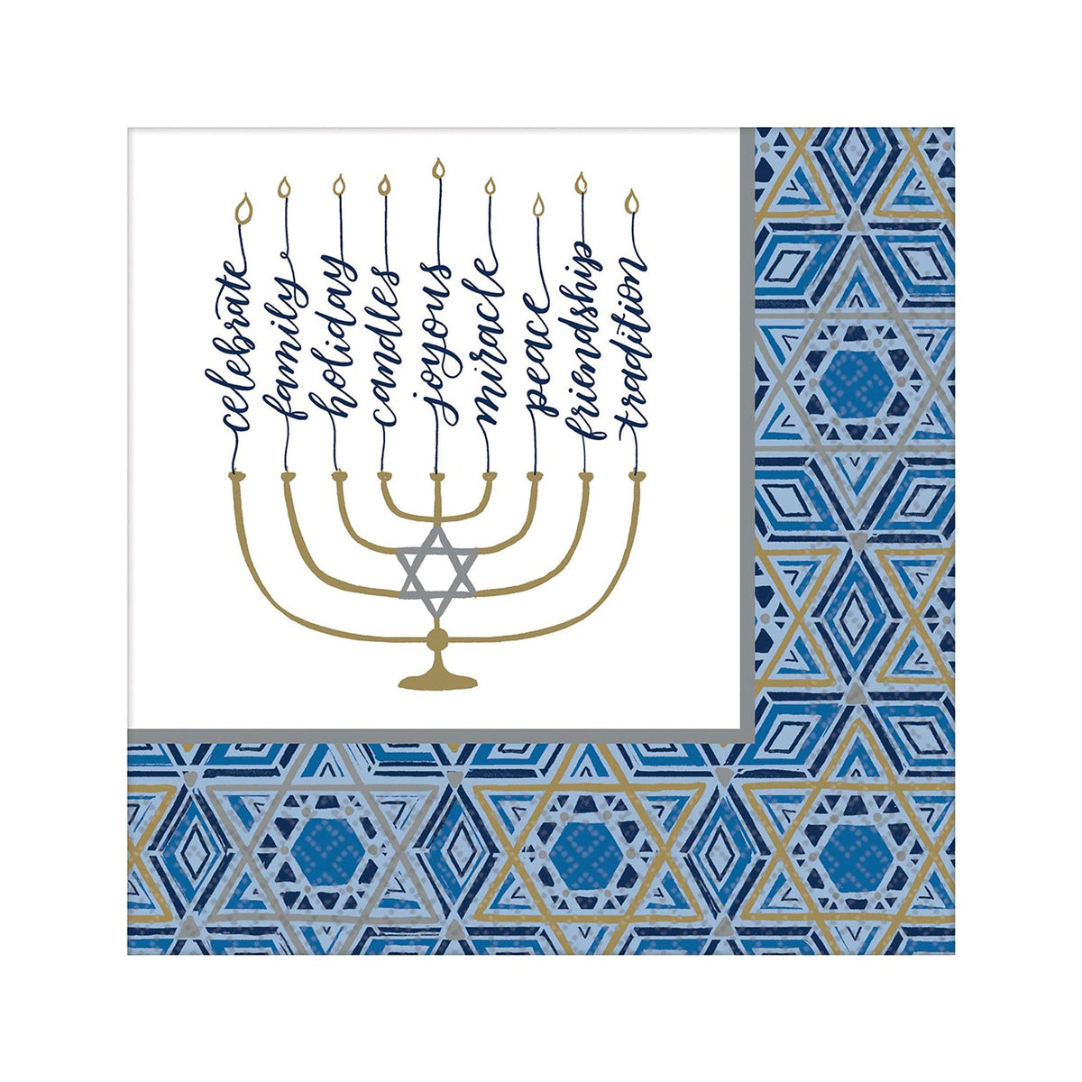 AMSCAN CA Hanukkah Hanukkah Festival of Light Dinner Napkins, 36 Counts 192937087695