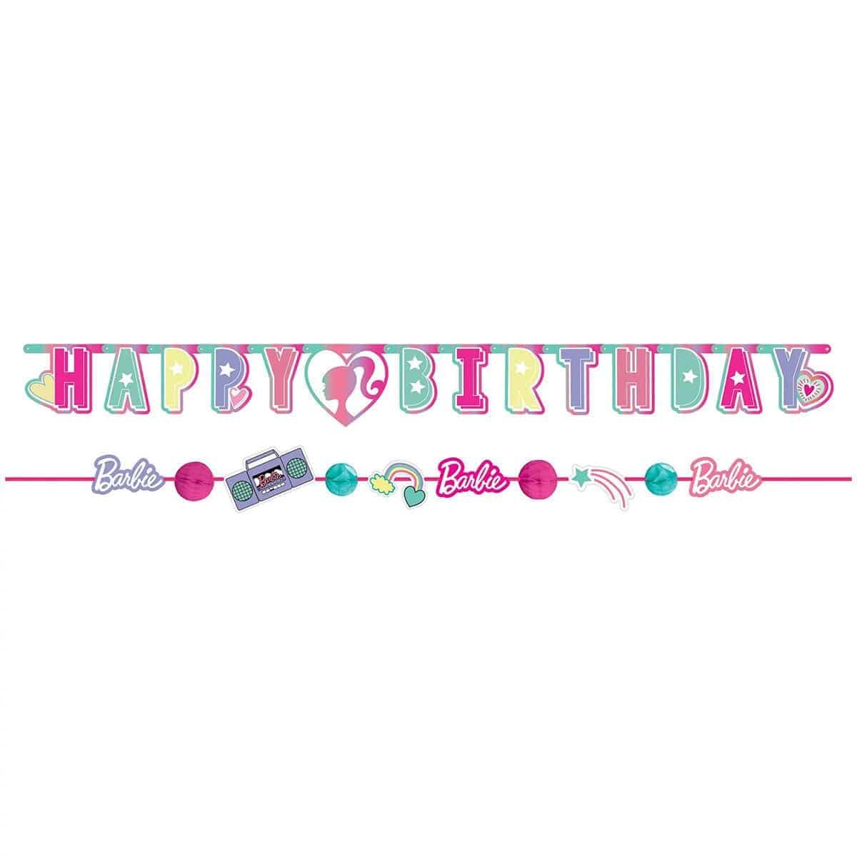 AMSCAN CA Kids Birthday Barbie Banner Kit, 2 Count