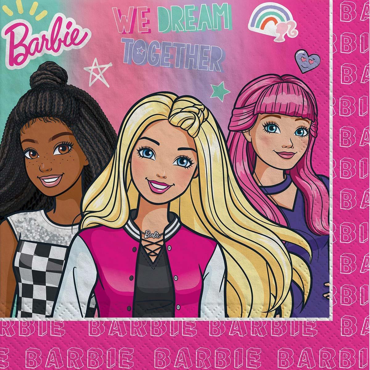 AMSCAN CA Kids Birthday Barbie Lunch Napkins, 16 Count
