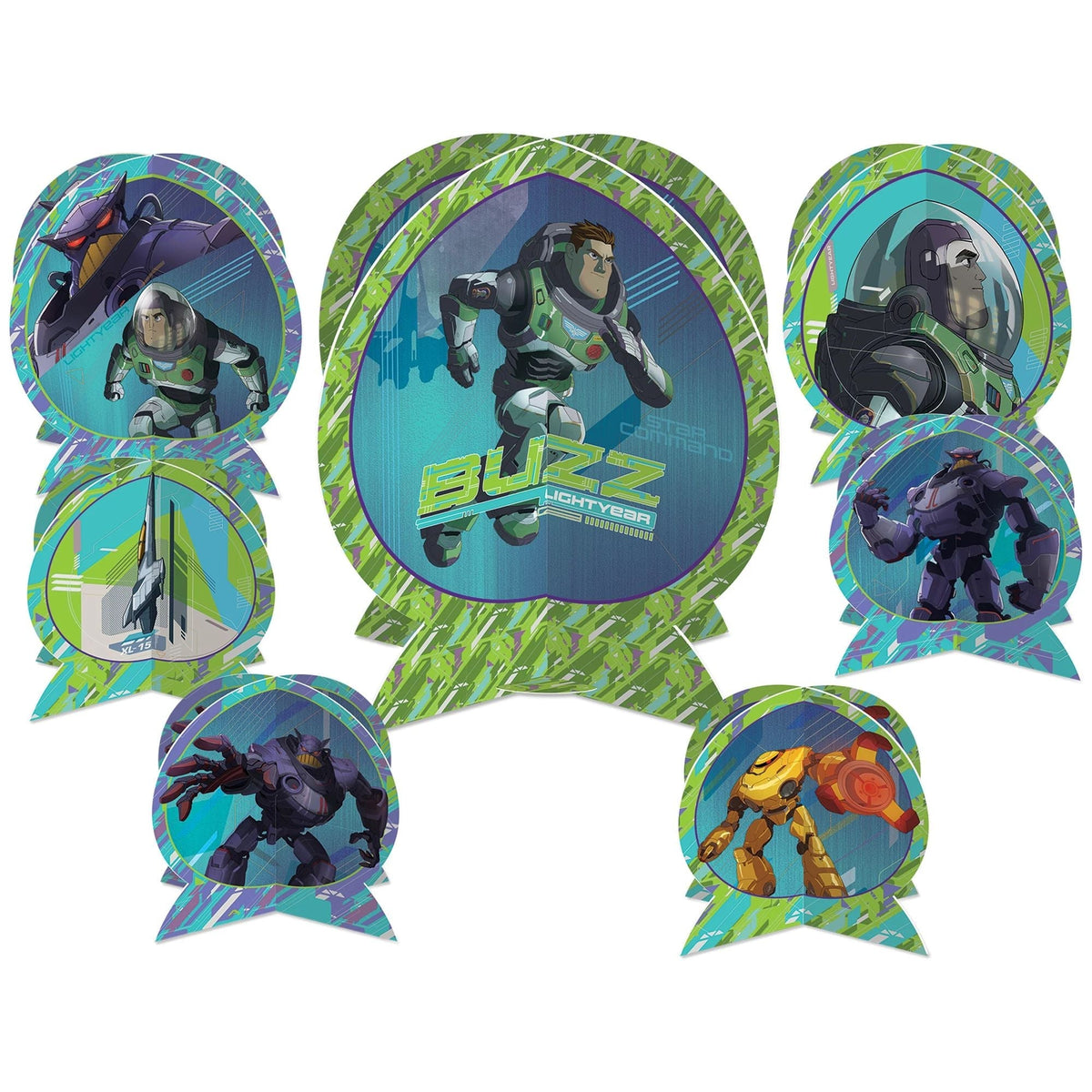 AMSCAN CA Kids Birthday Buzz Lightyear Birthday Paper Table Centerpiece Decoration Kit, 6 Count 192937343531