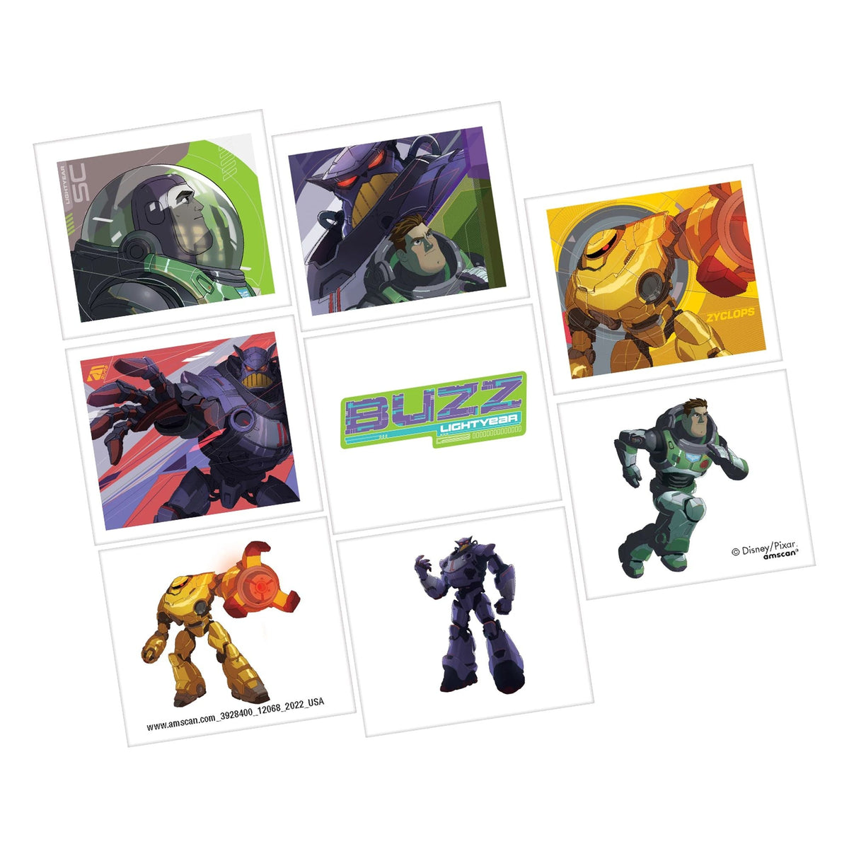 AMSCAN CA Kids Birthday Buzz Lightyear Temporary Tattoo Favours, 1 3/4 x 2 inches, 8 Count 192937343579