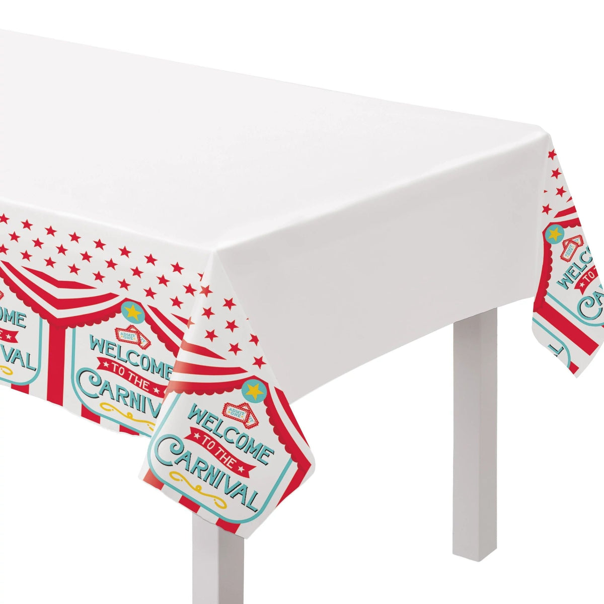 AMSCAN CA Kids Birthday Carnival Birthday Party Printed Plastic Table Cover, 54 in x 102 in 013051784560