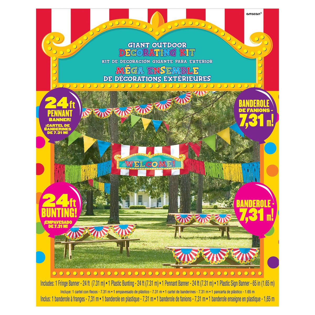 AMSCAN CA Kids Birthday Carnival Giant Outdoor Decorating Kit 048419813545