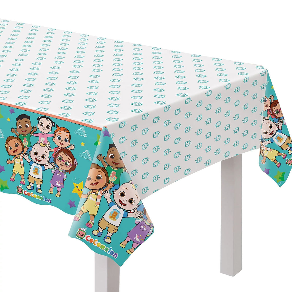 AMSCAN CA Kids Birthday Cocomelon Birthday Rectangular Plastic Table Cover, 54 x 96 Inches, 1 Count 192937352359