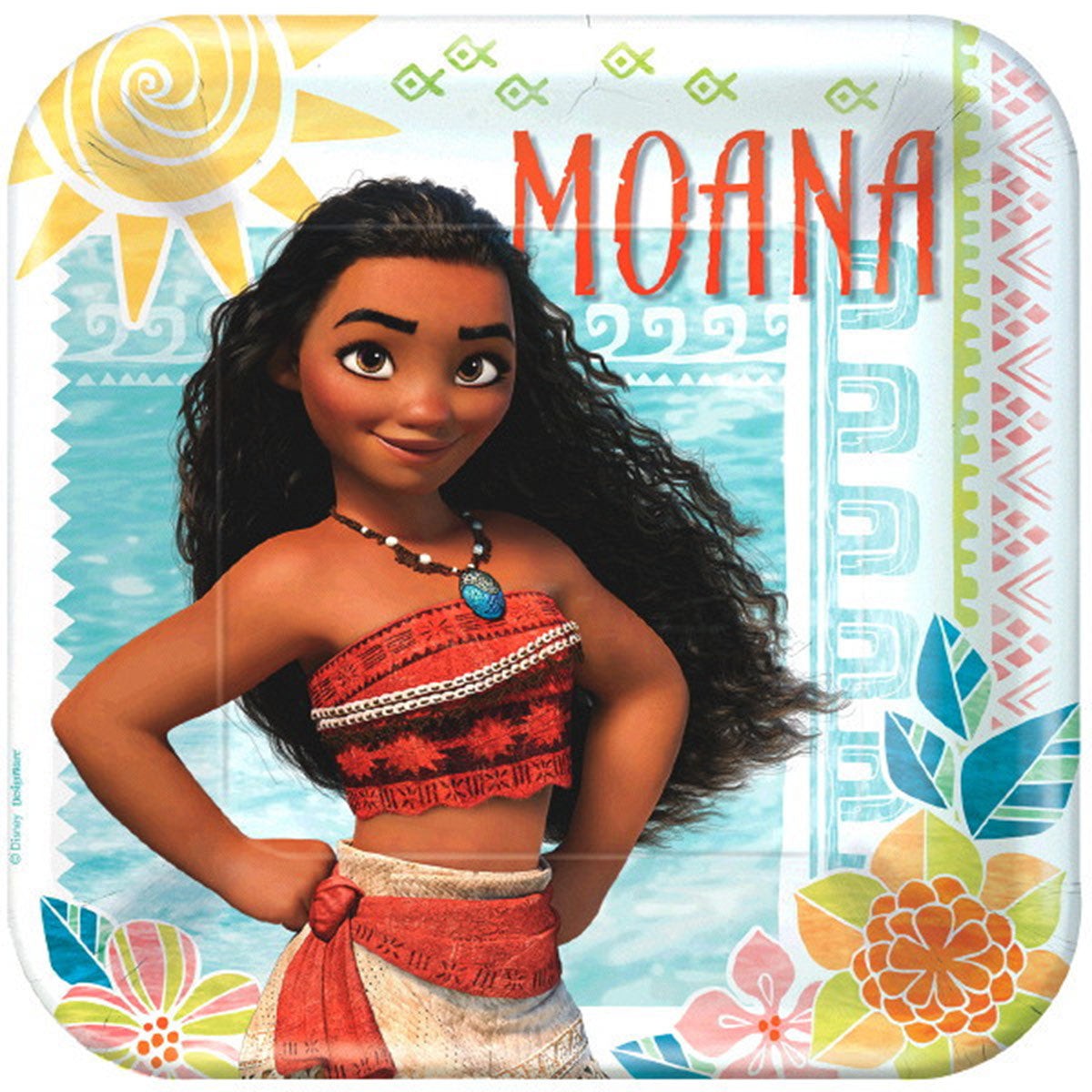 AMSCAN CA Kids Birthday Disney Moana Birthday Large Square Lunch Paper Plates, 9 Inches, 8 Count 013051678098