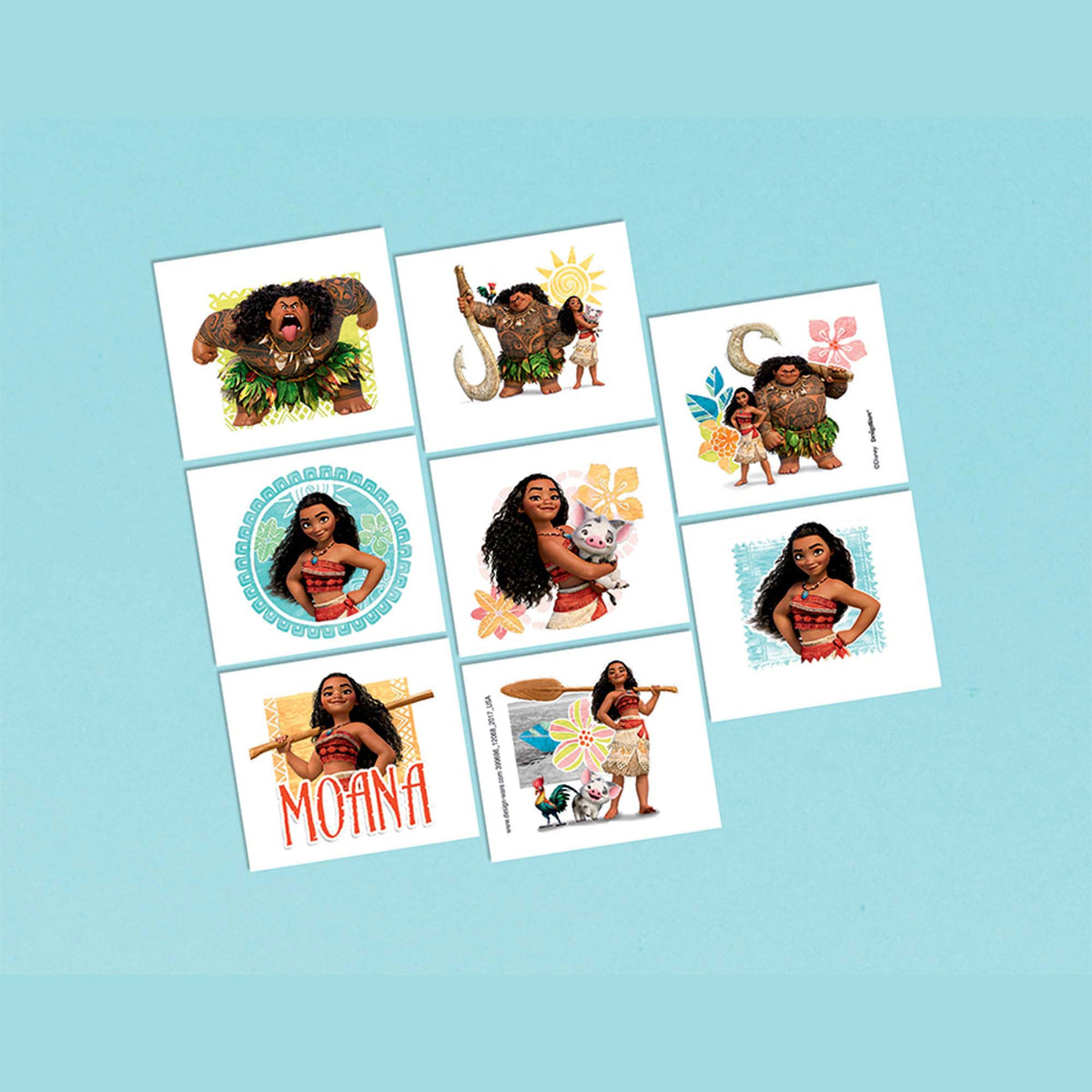 AMSCAN CA Kids Birthday Disney Moana Tattoos, 8 Count 013051793098