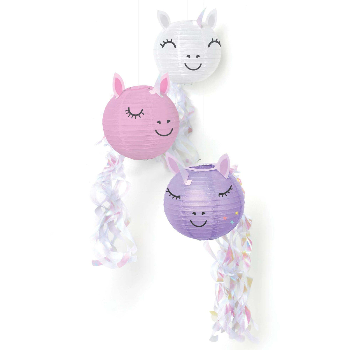 AMSCAN CA Kids Birthday Enchanted Unicorn Lanterns, 9 1/2 Inches, 3 Count